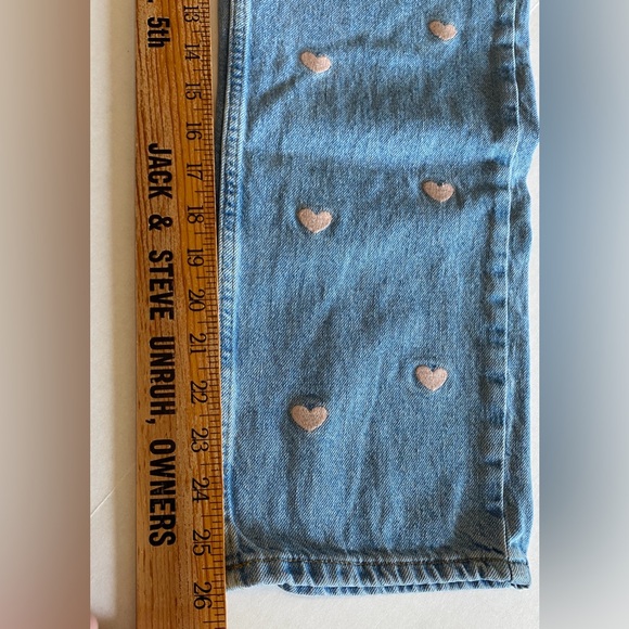 Women's Blue Straight Leg Jeans with Heart Accents - Picture 10 of 11